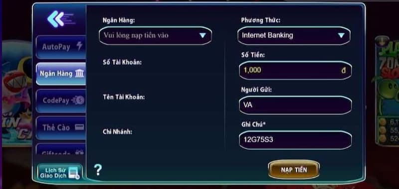 Lưu ý khi thực hiện Nạp tiền 789club